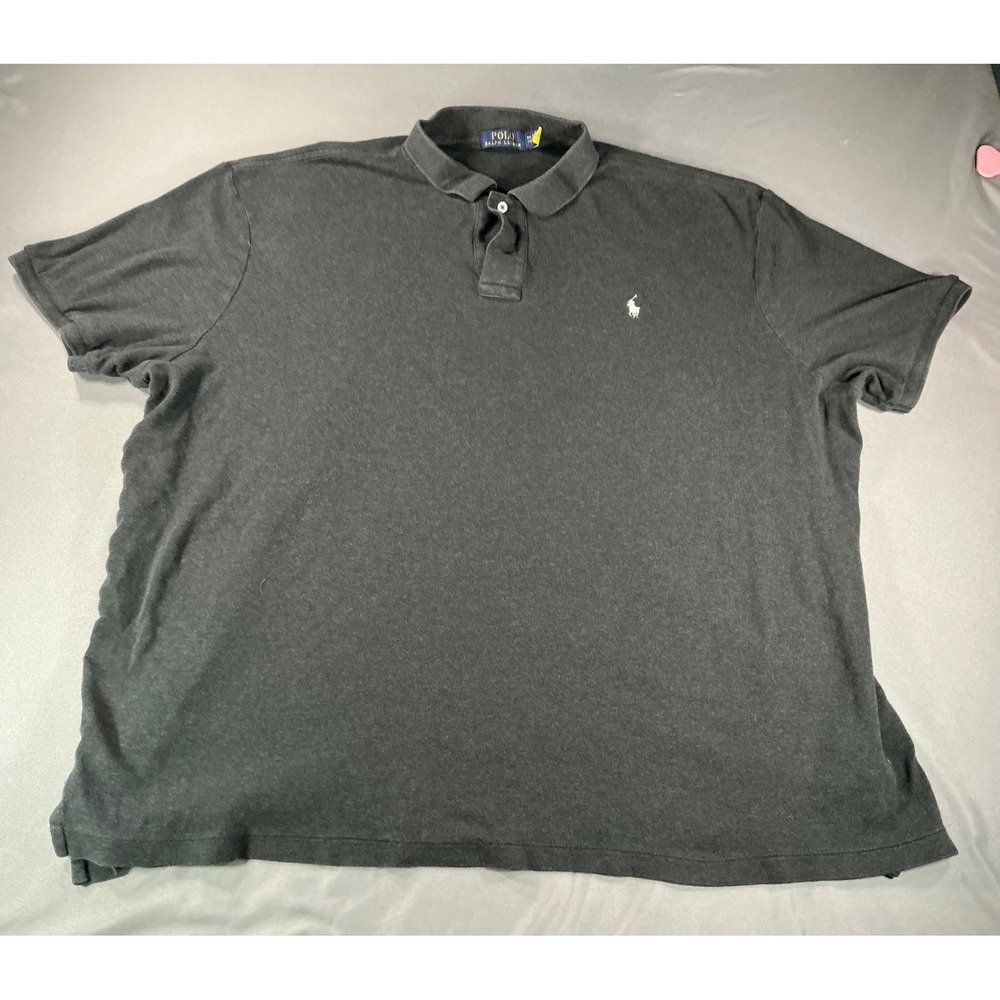 VNTG Polo Ralph Lauren Mens XXL Charcoal Gray Short Sleeve Cotton Polo Shirt
